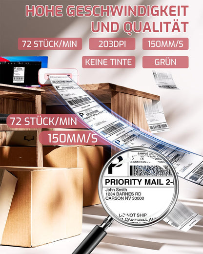 Phomemo Stampante Termica Di Etichette USB,Stampante Etichette Di Spedizione 4x6,PM246S Stampante Di Indirizzo Postale Per Piccole Imprese,Compatibile Con Amazon,EBay,Shopify,Etsy,FedEx,UPS (Rase)