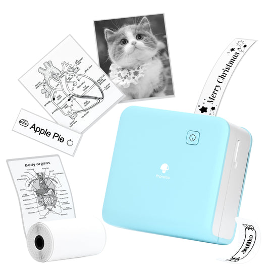 Phomemo Mini Sticker Printer- 300dpi M02 Pro Mini Printer Pocket Thermal Bluetooth Printer Sticker Maker for Photo Printing,Study Notes, DIY Cards, List, Travel, Work and Study, Cyan
