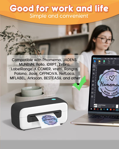 Phomemo 2'' etichette termiche ondulate, autoadesive fiori adesivi adesivi adesivi per biglietto di ringraziamento, logo, nome, prezzo, indirizzo, codice QR, 500 etichette, blu-viola cronologia