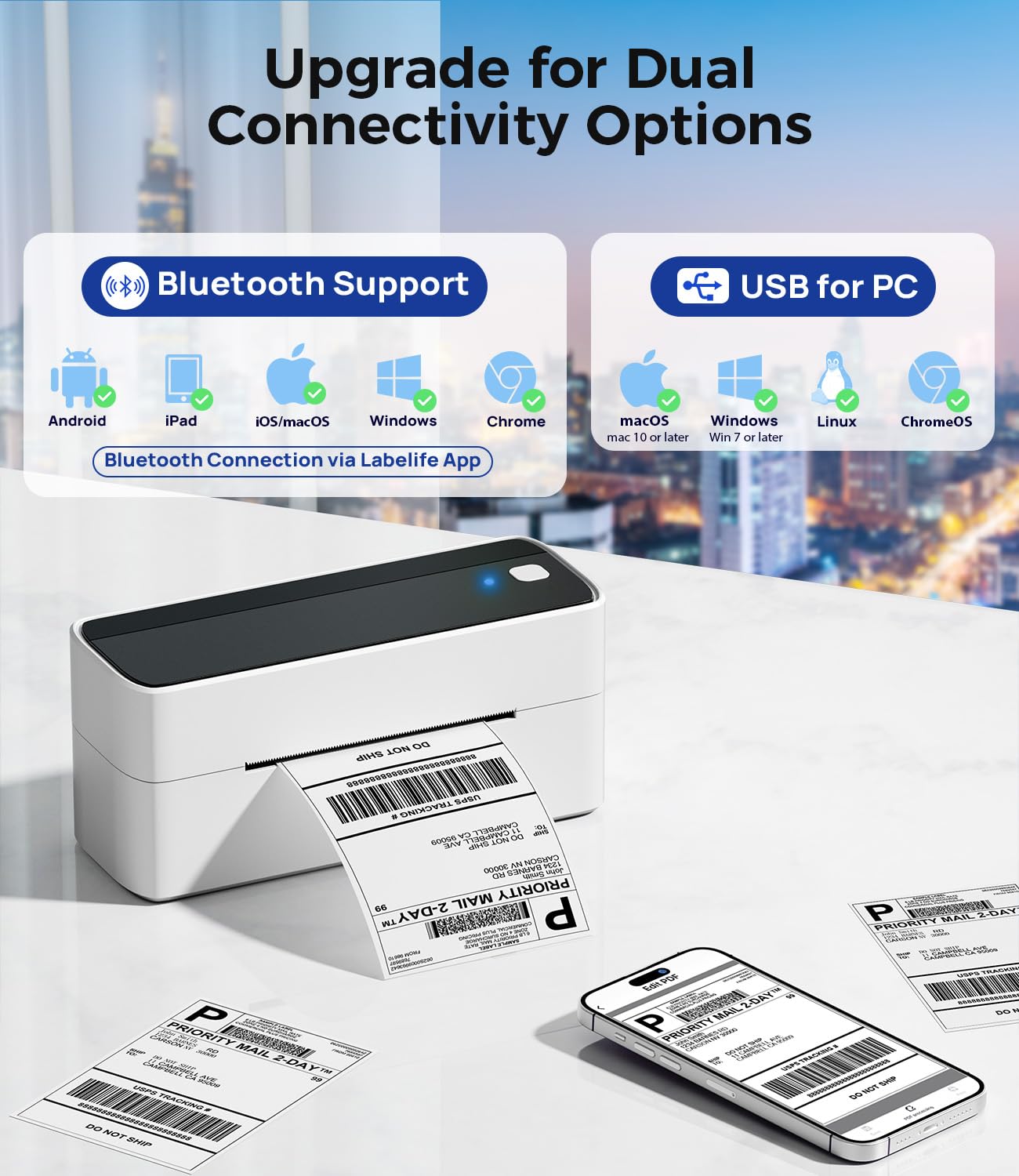 Phomemo 241BT Bluetooth Thermal Label Printer, Shipping label printer 4x6, Label Printer BLuetooth for Home, Office and Business, Thermal Printer for Hermes, Royal Mail, Amazon, Shopify, Ebay, etc