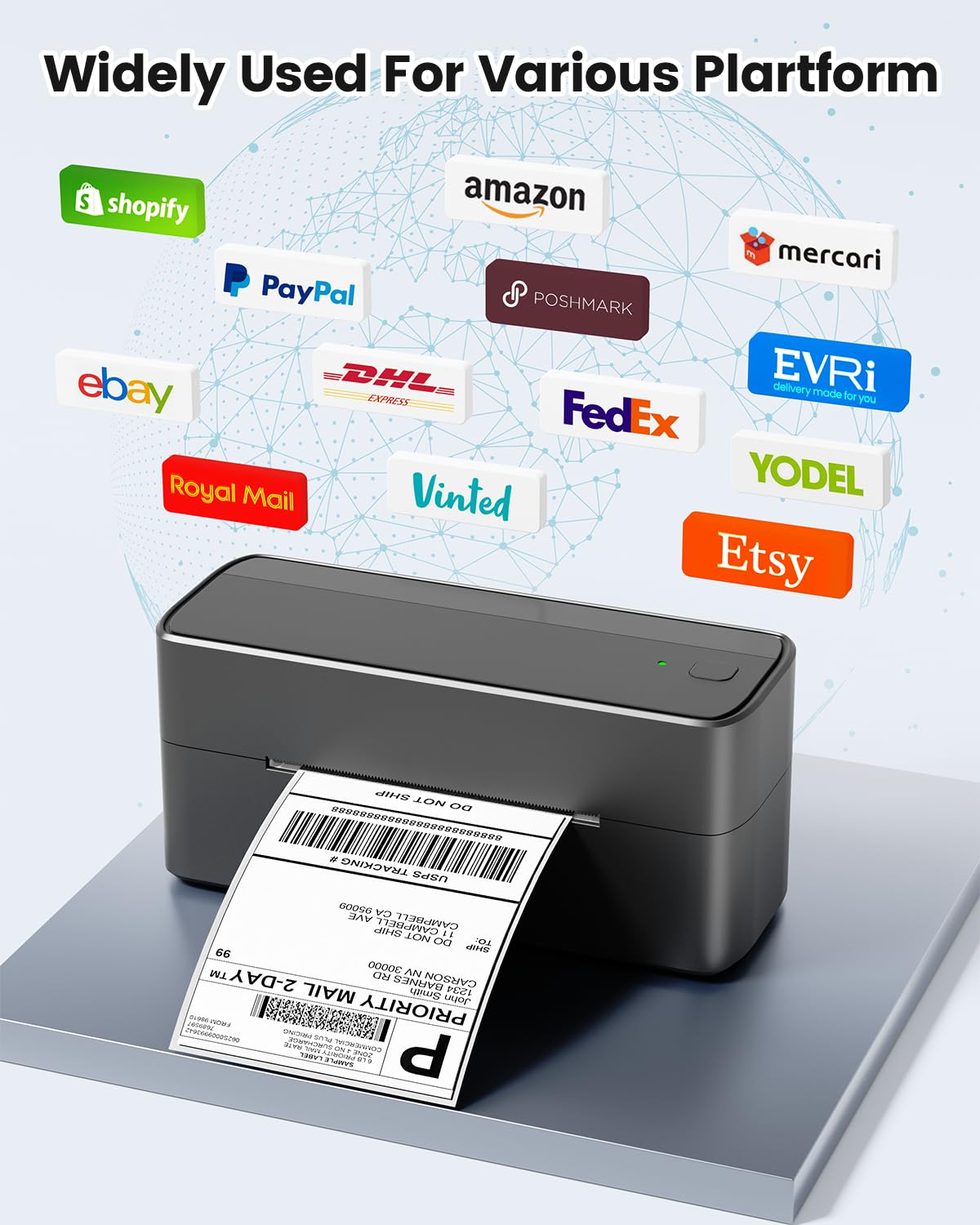 Phomemo 241BT DHL Etikettendrucker 4x6, Bluetooth Thermo Ettikettendruc?er, Labeldrucker f¨¹r Barcode Versandetiketten Kompatibel mit Ebay, Amazon, Etsy, Shopify, UPS, Gray