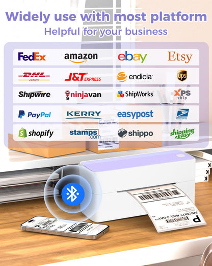 Phomemo Thermal Label Printer for Packages - 4x6 Shipping Label Printer for Small Business - Barcode Label Printer Address Label Printer for Phone&PAD&PC, Purple
