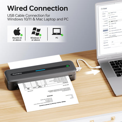 Phomemo Portable Printers Wireless for Travel, M832 Inkless Thermal Printer Support 8.5'' x 11'' US Letter & A4 Paper, Bluetooth Mobile Printer Compatible with iOS, Android Phone & Laptop, 300dpi