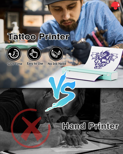 Phomemo Tattoo Stencil Printer, M08F Wireless Stencil Printer for Tattooing, Bluetooth Tattoo Printer Machine Compatible with Phone, iPad & PC, with 1 Case & Tattoo Transfer Paper