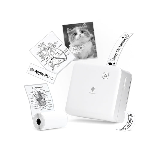 Phomemo 300dpi Pocket Mobile Pocket Printer- M02 Pro Thermal Bluetooth Portabel Mini Photo Printer Compatible with iOS and Android, for Photo Printing, Graffiti,Learning,Work, White