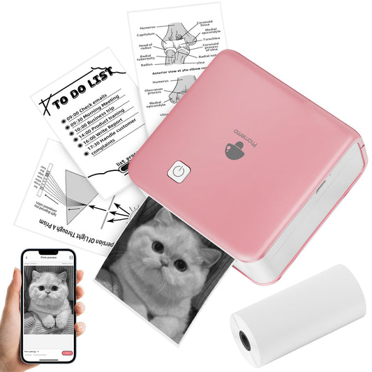Phomemo Bluetooth printer, thermal photo printer, mini sticker, printer, mobile phone, pocket printer, 300 DPI resolution for iOS and Android system, suitable for study, photo printing, work, memo,