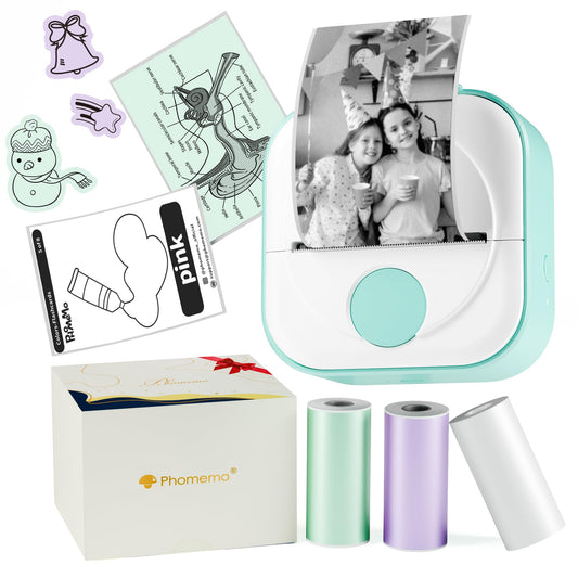 Phomemo New Released Sticker Printer ¡ª Q02 Mini Thermal Printer, Bluetooth Portable Pocket Printer for Bullet Journal, Study Notes, Kids Gift, DIY, Compatible with Phone & iPad, with 3 Rolls of Labels