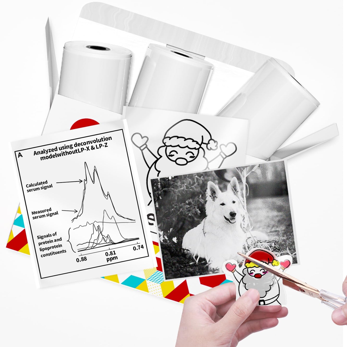 Papier für Sticker Drucker, Drucker Papier für Taschendrucker, Thermopapier für T02, Langlebig Klebrig Phomemo Papier, Schwarz auf Transparent Liene Fotodrucker Papier, 3 Rollen 50mm*3.5m