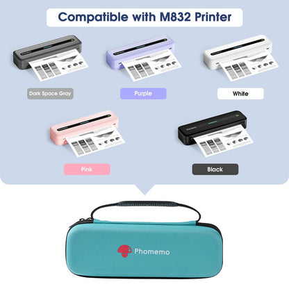 Phomemo Carrying Storage Box, Compatible with M832 Portable Printer, for Wireless Mobile Travel Printer Storage USB Cable & Holder Paper (Box Only), Green