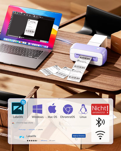 Phomemo Stampante Termica Di Etichette USB,Stampante Etichette Di Spedizione 4x6,PM246S Stampante Di Indirizzo Postale Per Piccole Imprese,Compatibile Con Amazon,EBay,Shopify,Etsy,FedEx,UPS (viola)