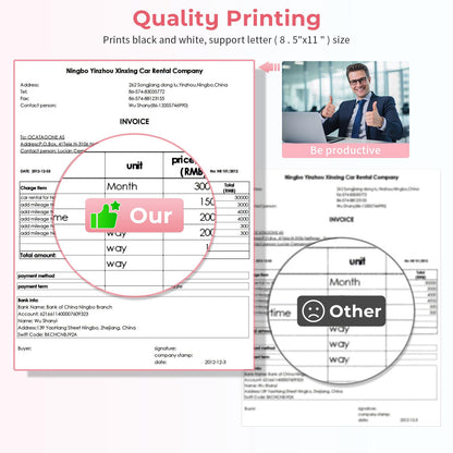 Phomemo Portable Printers Wireless for Travel, Support 8.5'' X 11'' Thermal Paper, Bluetooth Thermal Printer Compatible with iOS, Android & Laptop, Inkless Mobile Printer for Office, Home, School