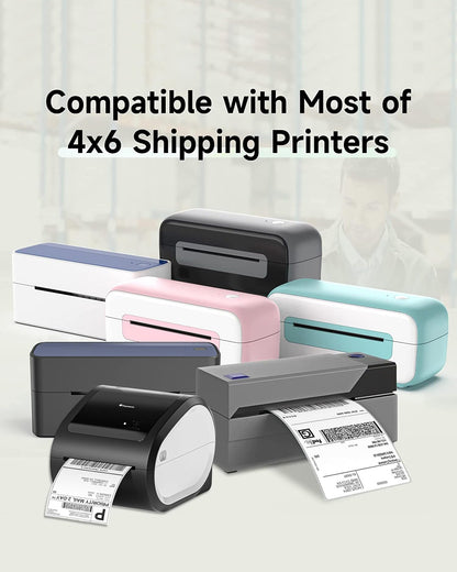 Phomemo 10x15 cm (4x6'') thermische printerlabel, thermisch direct verzendlabel, verpakkingslabel, compatibel met Rollo Dymo Phomemo en andere 4x6'' labelprinters, 500 4x6'' fanfold label, roze