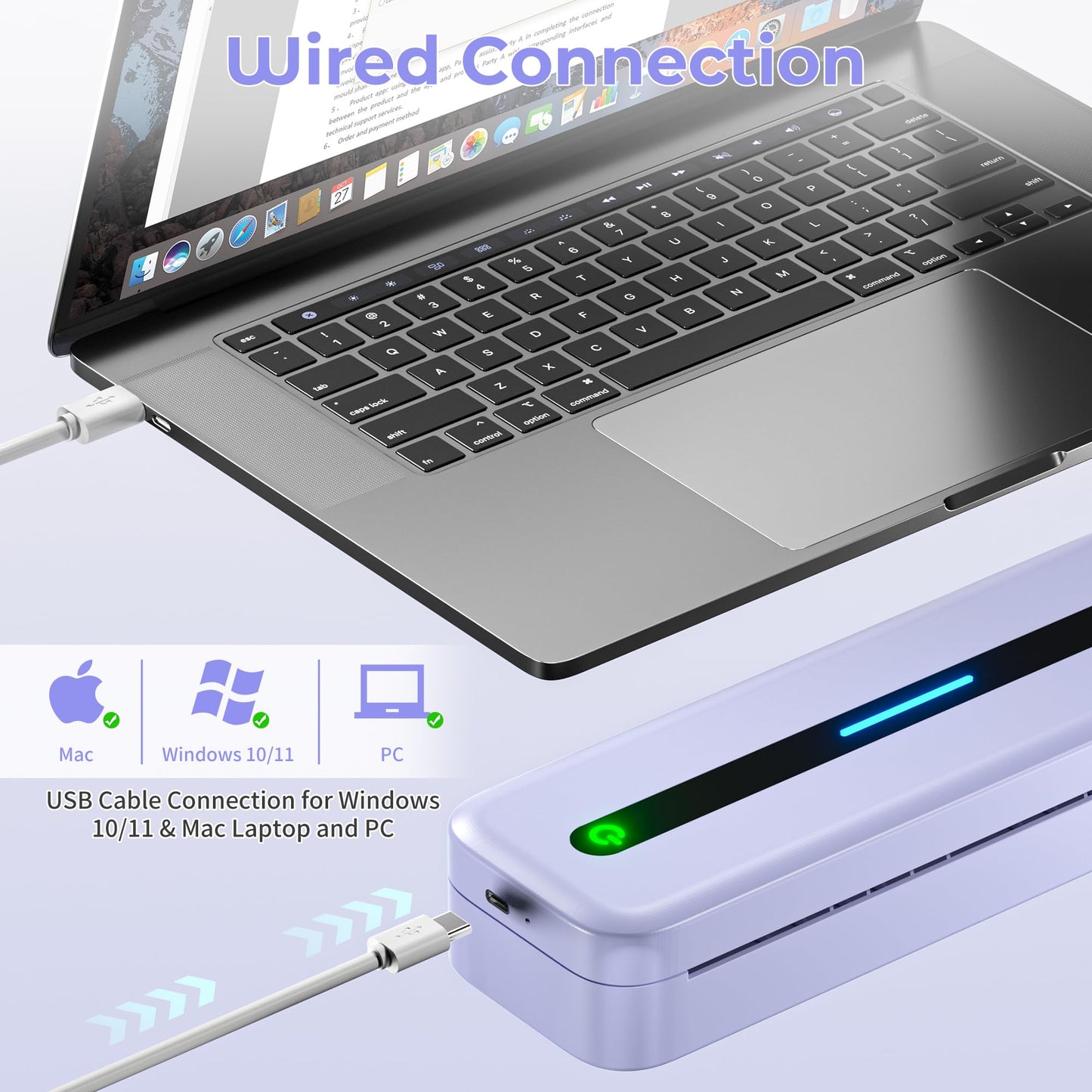 Phomemo Portable Printer Wireless for Travel, M832 Wireless Bluetooth Printer Support A4 & 8.5'' X 11'' US Letter, Inkless Thermal Printer Compatible with Phone & Laptop, for Business, Home, School