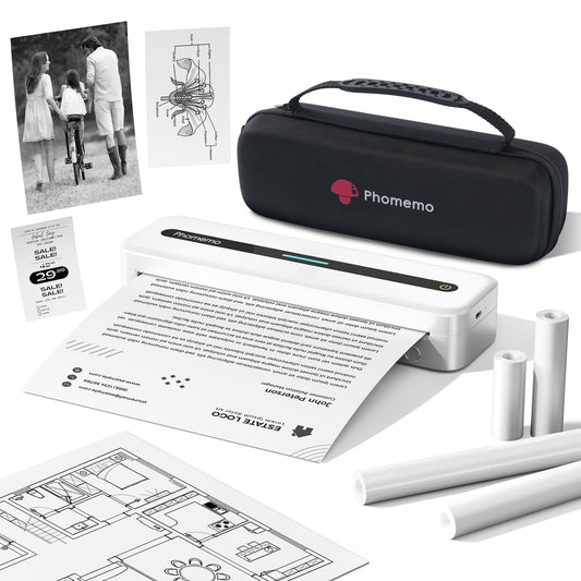 Phomemo Portable Printers Wireless for Travel, M832 Inkless Thermal Printer Supports US Letter Thermal Paper, Wireless Bluetooth Printer Compatible with Phone & Laptop, for Business, Office, School