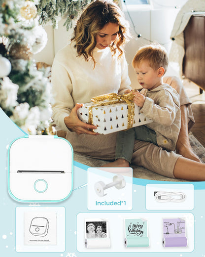 Phomemo T02 Impresora Fotos Movil, Impresora Térmica Sin Tinta, Impresora Portátil para Estudiantes, Impresora Multifuncion para Teléfono y Tablet, Impresora Pegatinas Bluetooth para Estudio
