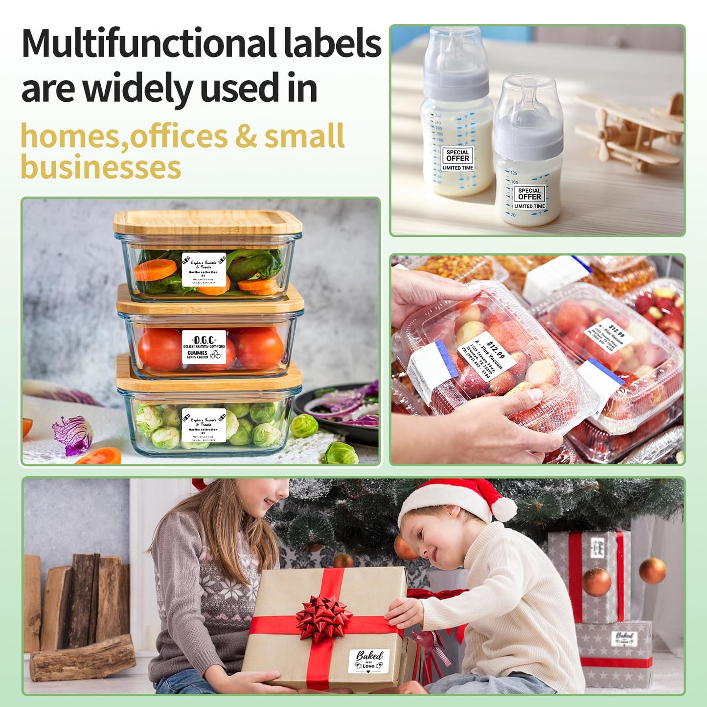 Phomemo Thermal Labels-for M110/M221/M220/M120/M200/M110S,1.57''x1.18''(40x30mm),230 Labels/Roll, for Barcode/Address/Mailing/Logo/Business/Home Tag