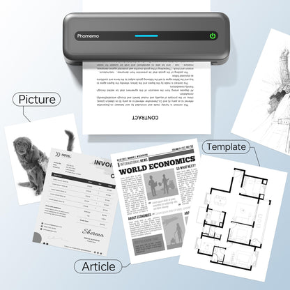 Phomemo Portable Printers Wireless for Travel, M832 Inkless Thermal Printer Support 8.5'' x 11'' US Letter & A4 Paper, Bluetooth Mobile Printer Compatible with iOS, Android Phone & Laptop, 300dpi