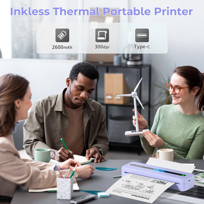 Phomemo Portable Printer Wireless for Travel, M832 Wireless Bluetooth Printer Support A4 & 8.5'' X 11'' US Letter, Inkless Thermal Printer Compatible with Phone & Laptop, for Business, Home, School