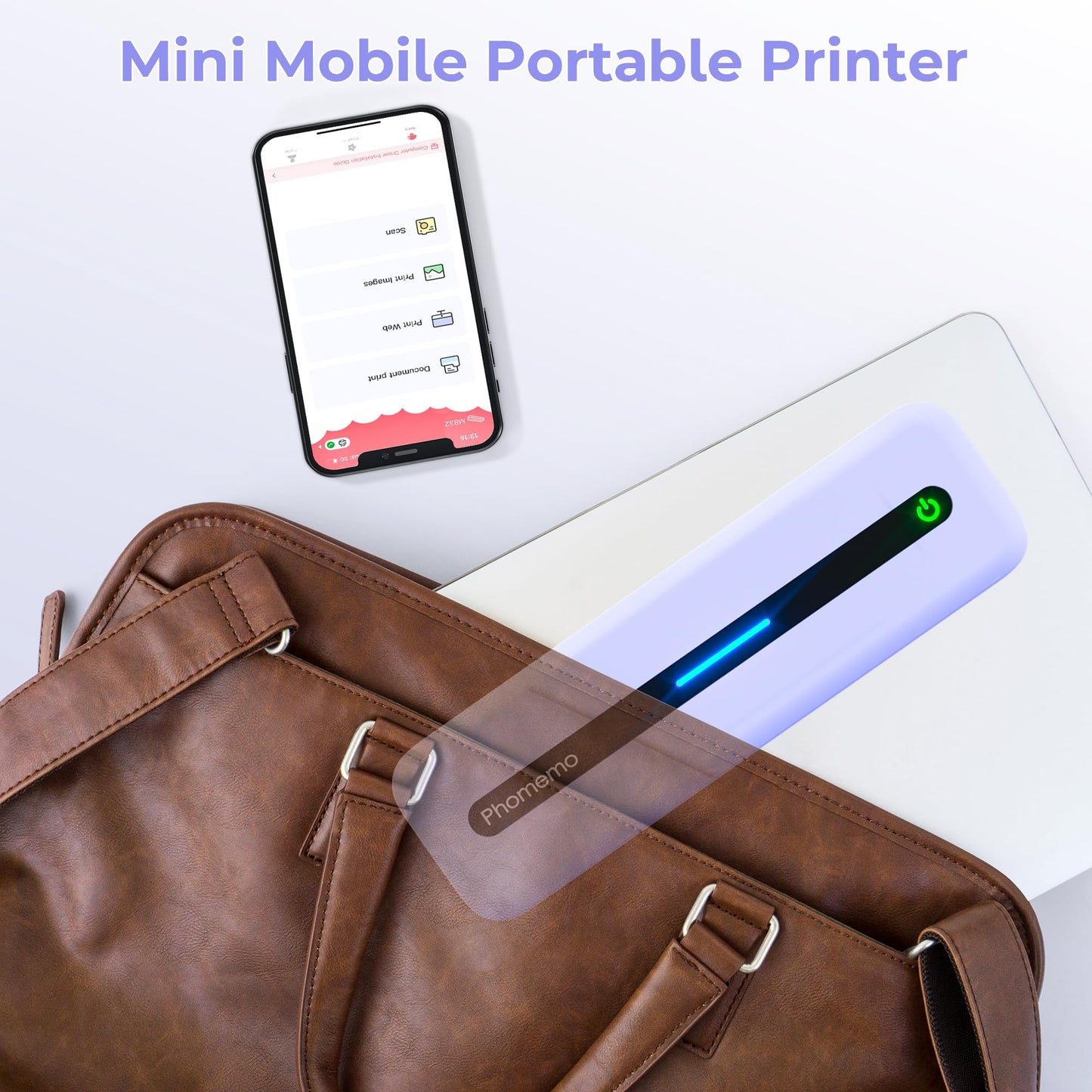 Phomemo Portable Printer Wireless for Travel, M832 Wireless Bluetooth Printer Support A4 & 8.5'' X 11'' US Letter, Inkless Thermal Printer Compatible with Phone & Laptop, for Business, Home, School