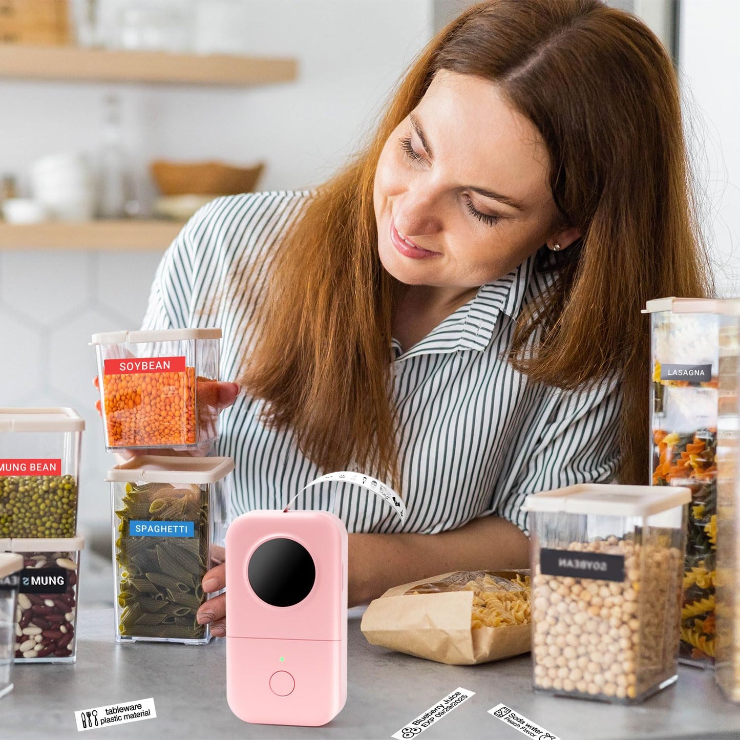 Phomemo D30 Etichettatrice Bluetooth, Mini Etichettatrice Etichette Adesive, Stampante Termica per iOS & Android,Bluetooth Stampante Etichette Autoadesive per La Casa, L'ufficio e la Scuola - Rosa