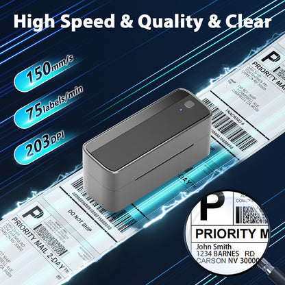 Phomemo 241BT Imprimante d'¨¦tiquettes Bluetooth Imprimante Thermique 4x6, DHL Imprimante d'¨¦tiquettes Autocollante Bluetooth lmprimante Thermique pour Codes-Barres, Amazon, UPS, DHL, Shopify, Ebay
