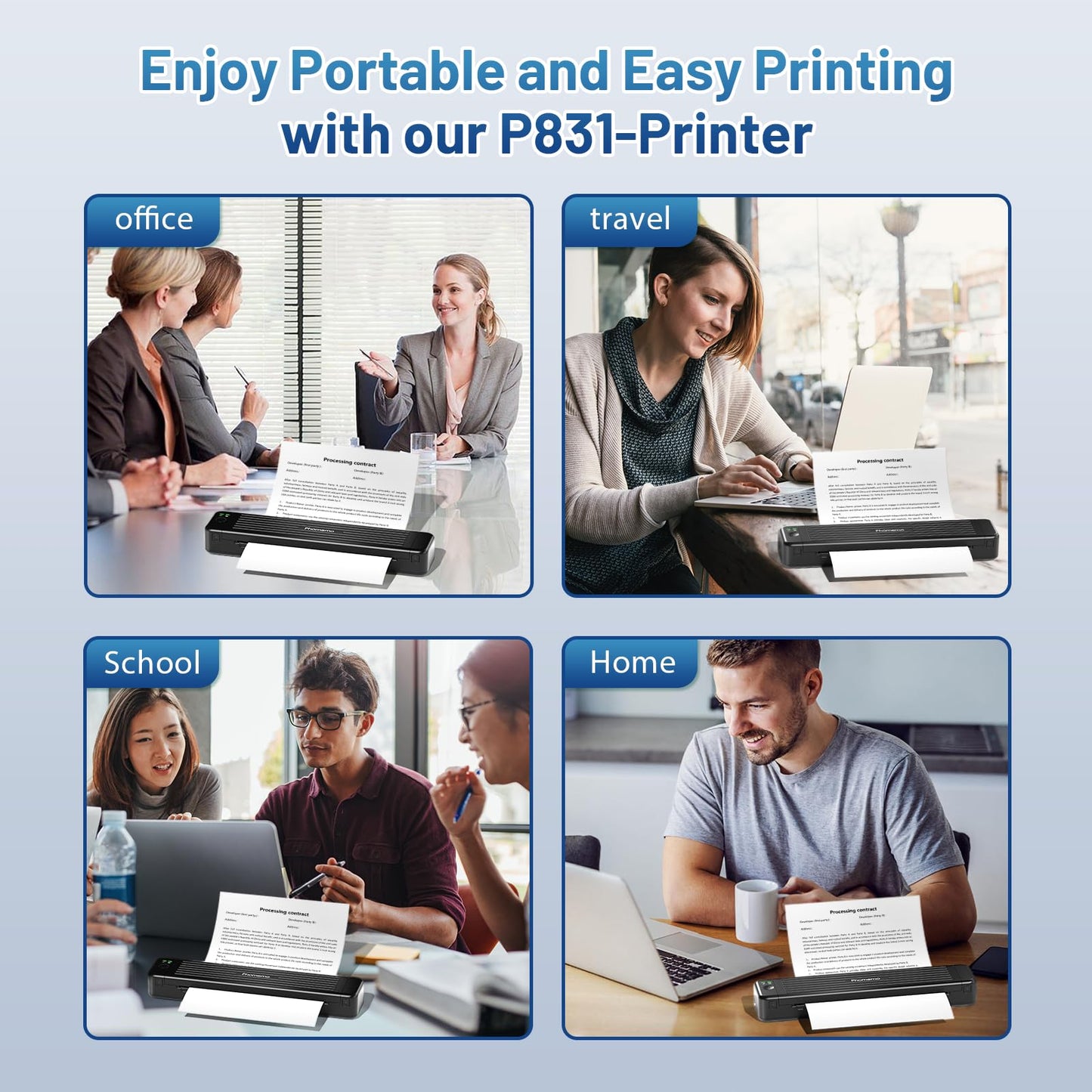 Phomemo Portable Printers Wireless for Travel, P831 Bluetooth Thermal Transfer Printer Support 8.5'' X 11'' US Letter/A4/A5/B5 Copy Paper, Mobile Inkless Printer Compatible with iOS, Android & Laptop