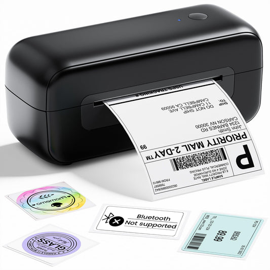Phomemo PM246S labelprinter, DHL thermische printer voor Mac/PC, verzendlabelprinter, zelfklevende labelprinter, voor Amazon, Etsy, Shopify, Royal Mail, DHL, FedEx-zwart