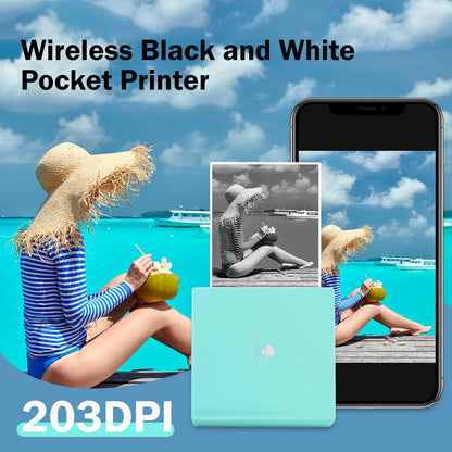 M02 Cep Yaz?c? 3 Rulo Ka??t Dahil Mini Bluetooth Yaz?c? Ta??nabilir Foto?raf Yaz?c?s? ?arj Edilebilir Pil ve USB Kablosu ile Phomemo Android ve iOS ile uyumlu G¨¹nl¨¹k ?al??mas? Boyama, Ye?il
