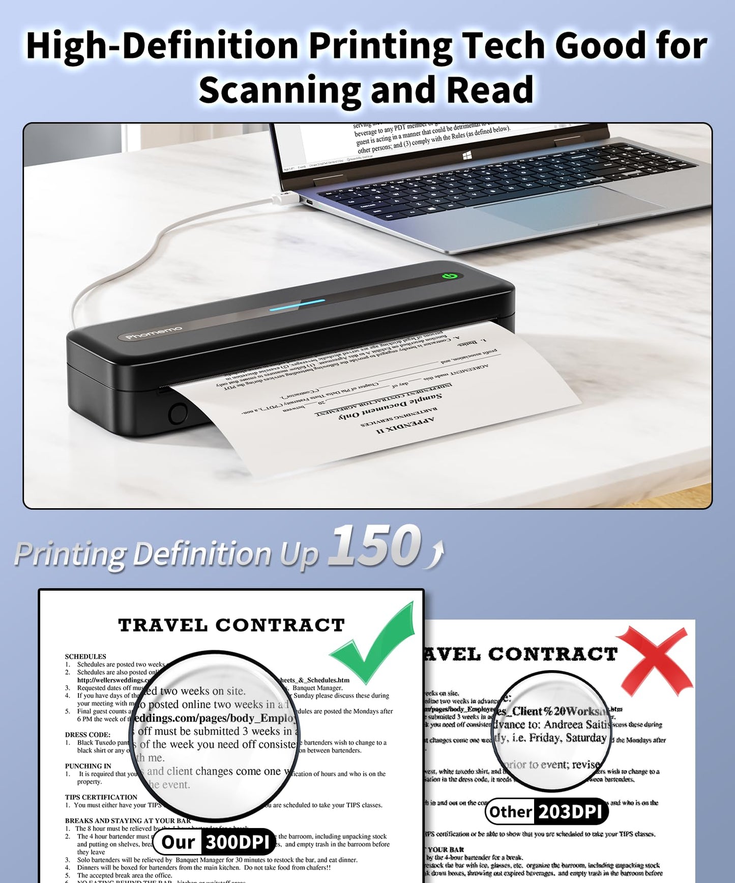 Phomemo Portable Printer,[Upgrade] M832 Inkless Printer,Bluetooth Portable Printers Wireless for Travel,8.5''x 11''Thermal Printer Support Multi Sizes for Home,Office,Car,Compatible with Phone &Laptop