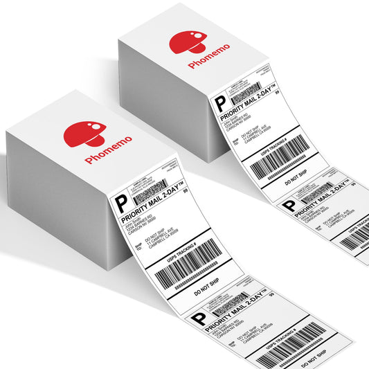 Phomemo 1000pcs 4x6'' Shipping Thermal Label- for Thermal Label Printer, Easy to Tear, Strong Adhesive, 2 Pack of 500pcs Labels