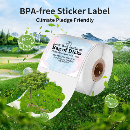Phomemo 3 Rolls M110 Thermal Transfer Labels Round - Multifunctional Adhesive Labels, 3 Rolls 50x50mm (1.57 x 1.57 inch) Colorful Round Labels, 140 Labels/Roll, 3 Rolls Total