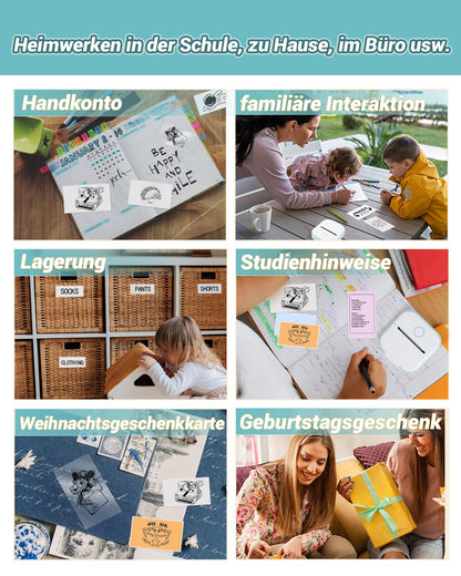 Papier für Sticker Drucker, Drucker Papier für Taschendrucker, Thermopapier für T02, Langlebig Klebrig Phomemo Papier, Schwarz auf Transparent Liene Fotodrucker Papier, 3 Rollen 50mm*3.5m