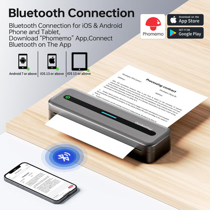 Phomemo Portable Printers Wireless for Travel, M832 Inkless Thermal Printer Support 8.5'' x 11'' US Letter & A4 Paper, Bluetooth Mobile Printer Compatible with iOS, Android Phone & Laptop, 300dpi
