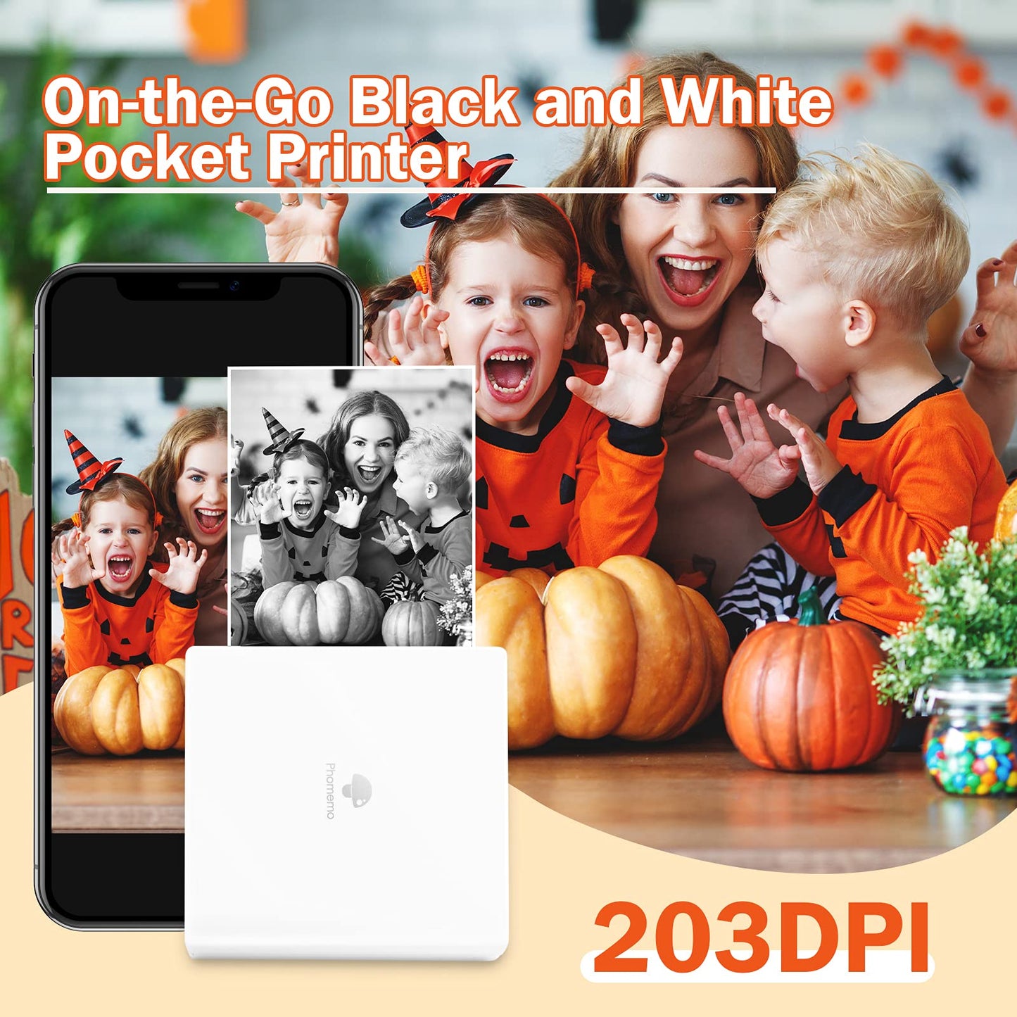 M02 - Kit de Impresora portátil con 3 Rollos de Papel incluidos, Impresora térmica de Bolsillo Bluetooth, Impresora fotográfica instantánea Compatible con Android, iPhone y iPad,Blanco