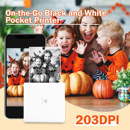 M02 - Kit de Impresora portátil con 3 Rollos de Papel incluidos, Impresora térmica de Bolsillo Bluetooth, Impresora fotográfica instantánea Compatible con Android, iPhone y iPad,Blanco