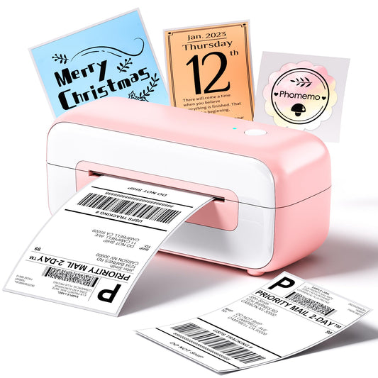Phomemo Shipping Label Printer USB,Thermal Label Printer 4x6, PM246S Postage Address Label Printer for Small Business, Compatible with Amazon,eBay,Shopify,Etsy,FedEx,UPS(Pink