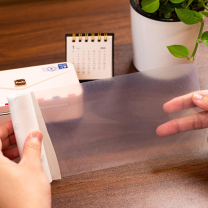 Phomemo 110 mm Transparentes Druckerpapier Kompatibel für Phomemo M04S/M04AS Mini Thermo Taschendrucker, 3 Rollen selbstklebendes transparentes Thermo-Aufkleberpapier, 110 mm x 3,5 m, 3 Rollen