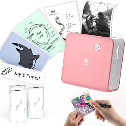 Phomemo Bluetooth printer, thermal photo printer, mini sticker, printer, mobile phone, pocket printer, 300 DPI resolution for iOS and Android system, suitable for study, photo printing, work, memo,