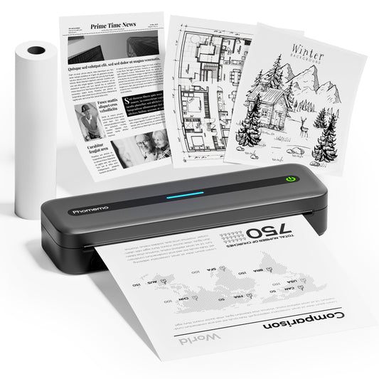 Phomemo Portable Printers Wireless for Travel, M832 Inkless Thermal Printer Support 8.5'' x 11'' US Letter & A4 Paper, Bluetooth Mobile Printer Compatible with iOS, Android Phone & Laptop, 300dpi