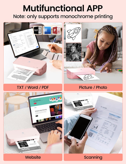 Phomemo S821 Pink Thermal Printer, Wireless Printer Supports US Letter/A4/A5/B5 Thermal Paper, Portable Inkless Printer Supports 2.4 GHz WiFi, Compatible with Phone & PC, 203dpi