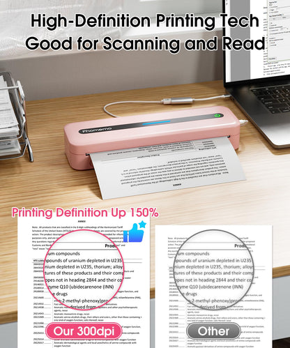 Phomemo Portable Printers Wireless for Travel,M832 Thermal Inkless Printer, Bluetooth Mobile Printer Support 8.5'' x 11'' US Letter,Compatible with Phone & Laptop for Home,Office,Travel,with 1 Case