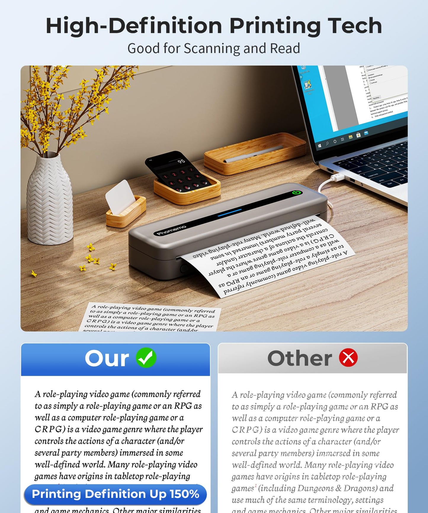 Phomemo Portable Printers Wireless for Travel,M832 Bluetooth Thermal Printer, Wireless 8.5'' x 11'' Letter Mobile Printer for Buisness Travel,Home,Office,School, Compatible with Phone,Laptop,with Case