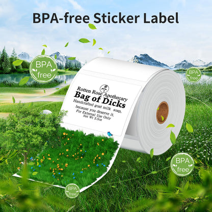 Phomemo 3 Rolls Thermal Label, Multifunctional Adhesive Label for Phomemo M110/M200 Label Machine, Thermal Label DIY Label, 40x30mm, 230 Labels/Roll, 3 Rolls, (White Label)