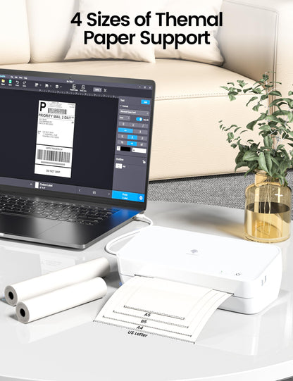 Phomemo S821 Thermal Printer, Inkless Printer Supports 8.5'' x 11'' US Letter & A4 Thermal Paper, Compact WiFi Printer Compatible with Android, iOS, Windows, Mac, 2.4 GHz, for Home Use, Office, School