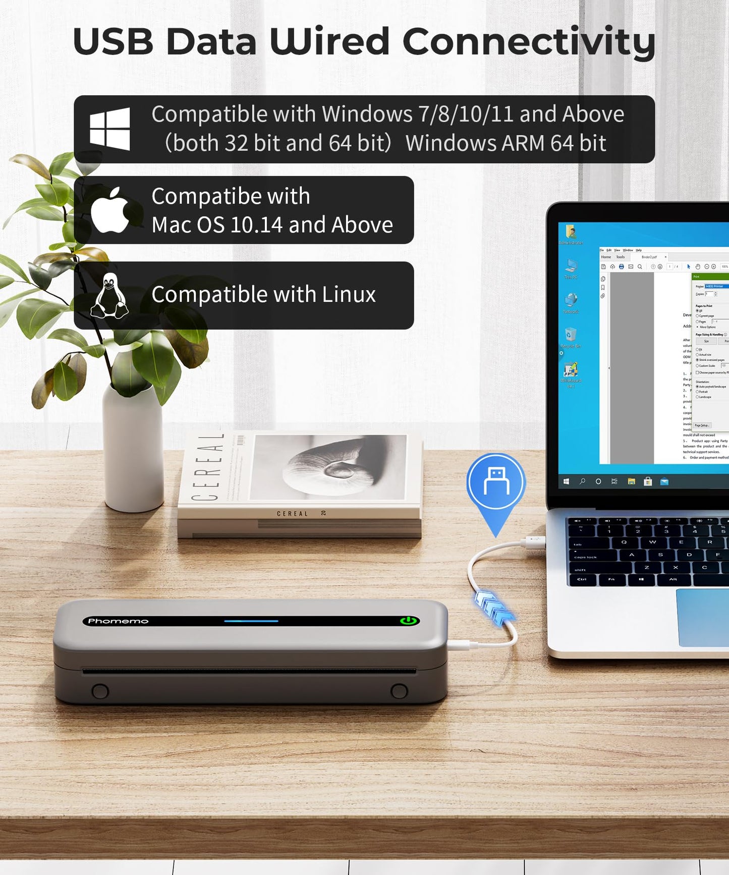 Phomemo Portable Printers Wireless for Travel,M832 Bluetooth Thermal Printer, Wireless 8.5'' x 11'' Letter Mobile Printer for Buisness Travel,Home,Office,School, Compatible with Phone,Laptop,with Case