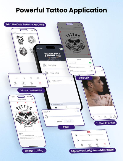 Phomemo Newly Upgrade TP81 Tattoo Stencil Printer, Wireless Stencil Printer for Tattooing, Suitable for Tattoo Artist/Beginner/Temporary Tattoo, Compatible with Phone, Tablet & PC, Grey