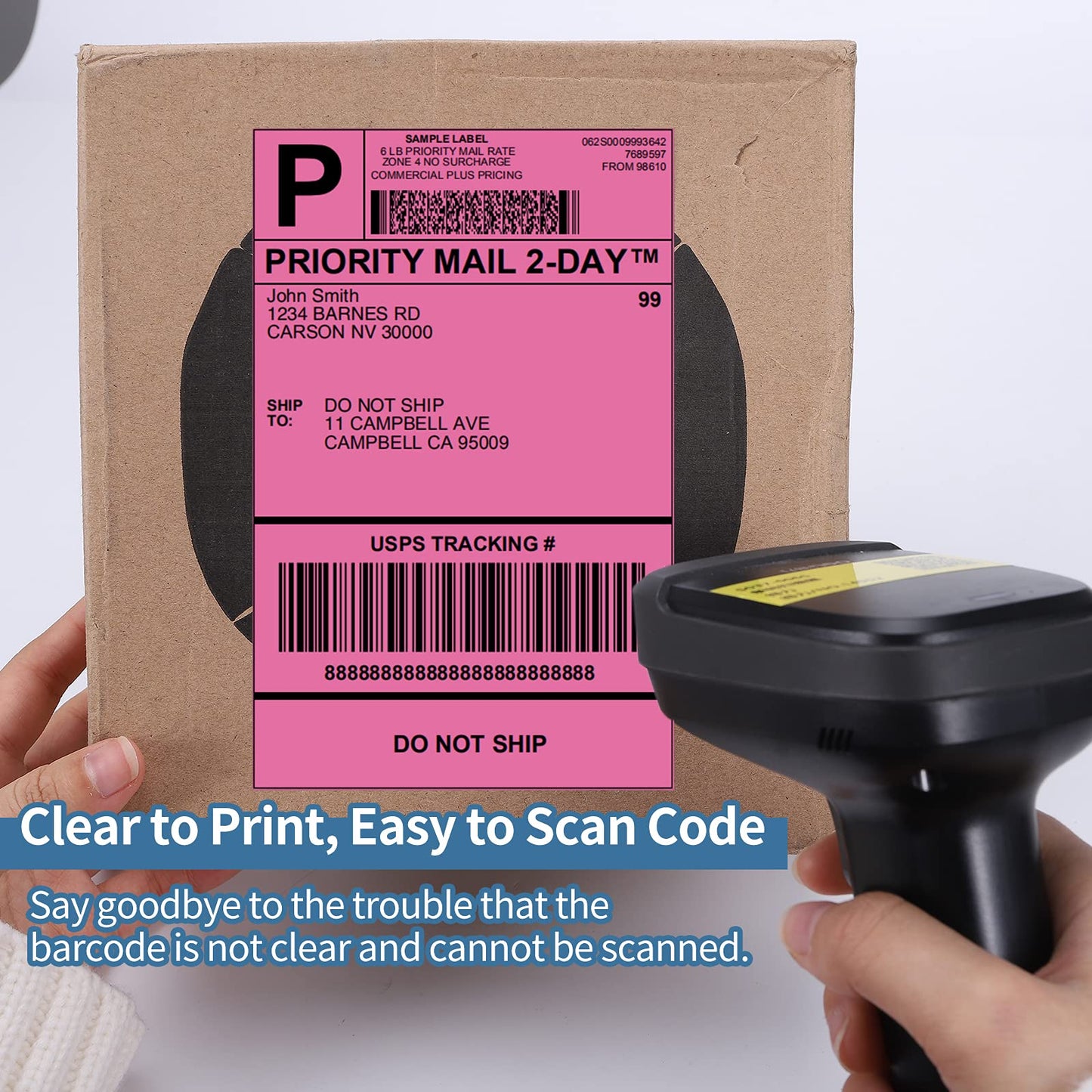 Phomemo 4x6 Thermal Labels - Direct Address Shipping Labels Compatible with Phomemo Rollo and More 4 * 6 Label Printers, 500PCS, Pink