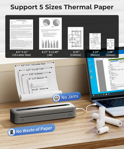 Phomemo Portable Printers Wireless for Travel,M832 Bluetooth Thermal Printer, Wireless 8.5'' x 11'' Letter Mobile Printer for Buisness Travel,Home,Office,School, Compatible with Phone,Laptop,with Case