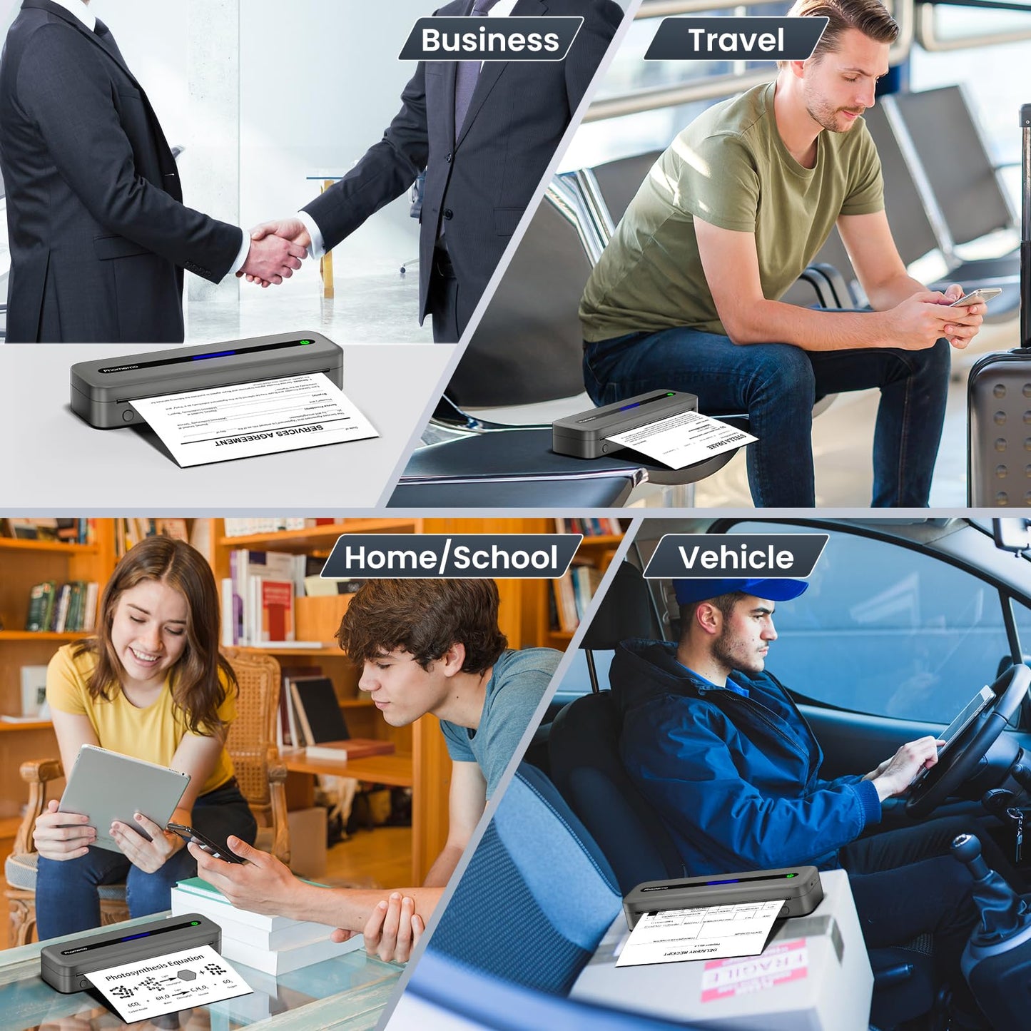 Phomemo Portable Printer, M832 Inkless Thermal Printer, Bluetooth Portable Printers Wireless for Travel, Support 8.5''x11''/A4/4.33''/3.15''/2.08'' Thermal Paper, Mobile Printer for Phone Laptop, with Case