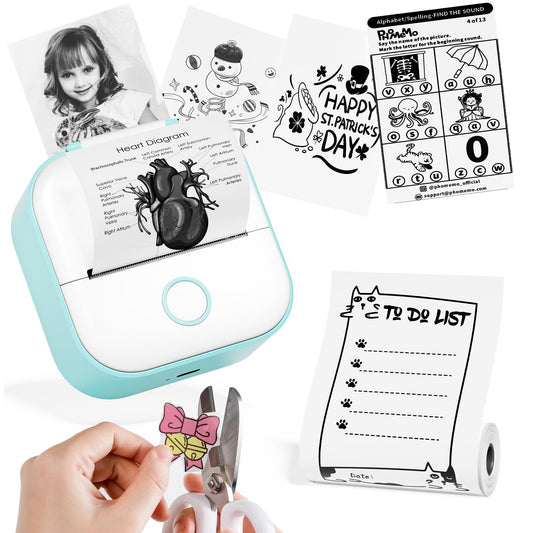 Phomemo Mini Printers,T02 Photo Printer,Mini Portable Wireless Sticker Printer for Kids Children's Day Birthday,Pocket Inkless Bluetooth Printer for Study,Note,Memo,Picture,Journals,Gift,Doodle Dash